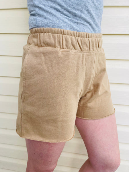 Cotton Terry Basic Shorts - Tan