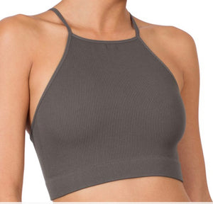 Ribbed Seamless Cami Top - Ash Grey