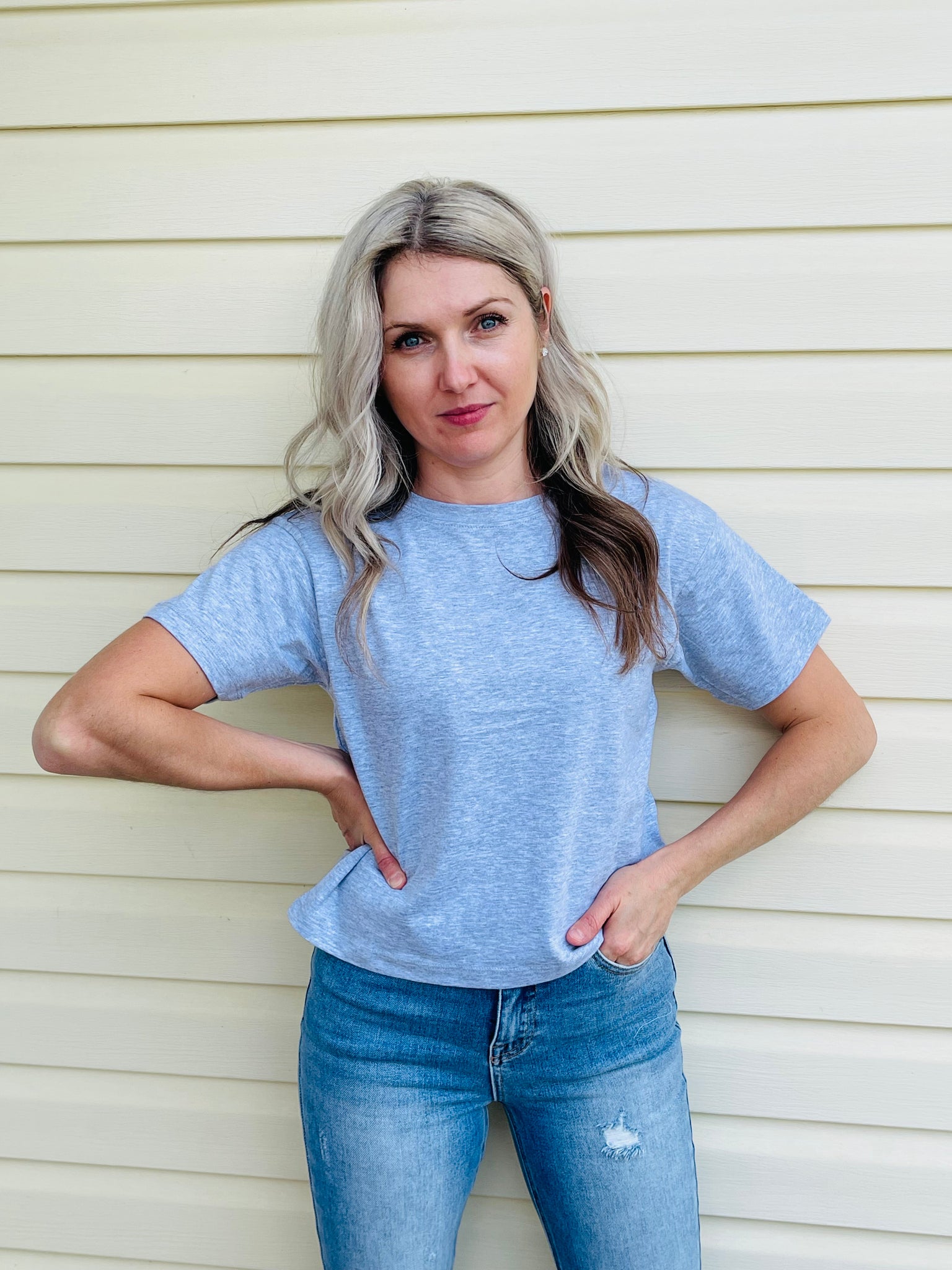 Cotton Cropped Tee - H Grey
