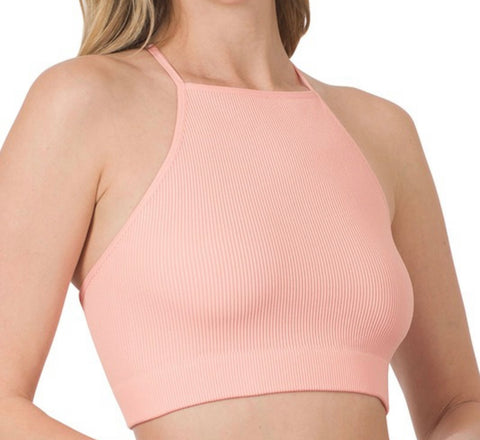 Ribbed Seamless Cami Top - Dusty Pink