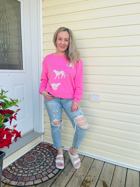CHEETAHS Graphic Sweatshirt - Bubble Gum