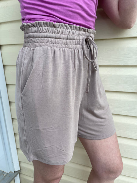 Paperbag Waist Shorts - Ash Mocha