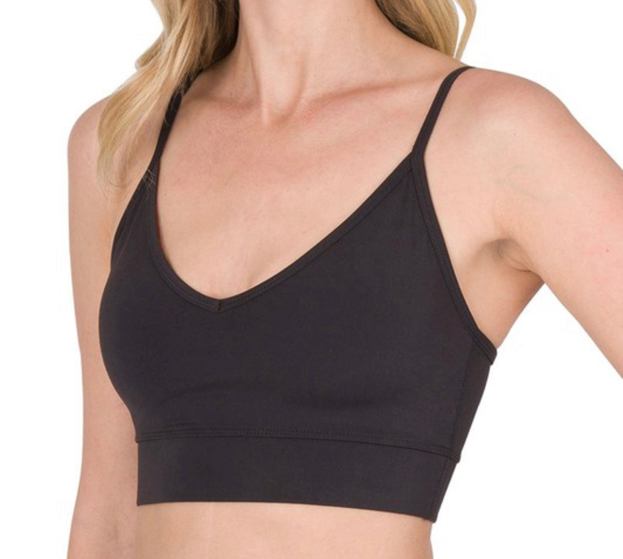 Athletic Adjustable Strap Bra - Black
