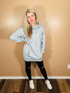 Fleece Oversized Hoodie Tunic - Slate Blue