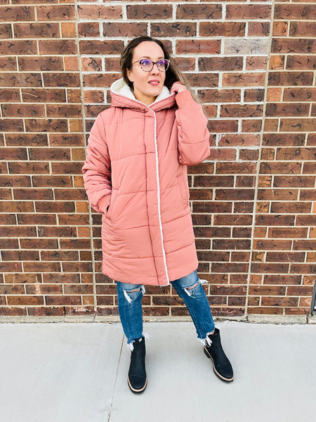 Super Warm Comfy Parka Jacket - Marsala