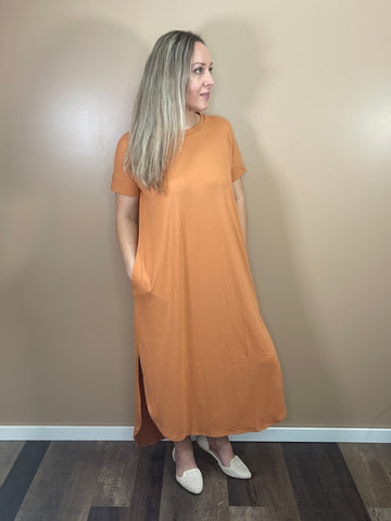 Maxi Dress with Pockets - Butter Orange