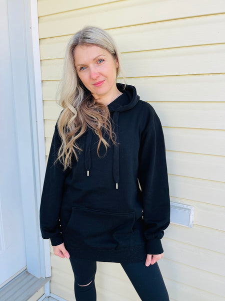 Fleece Oversized Hoodie Tunic - Black – V.S. Style Boutique