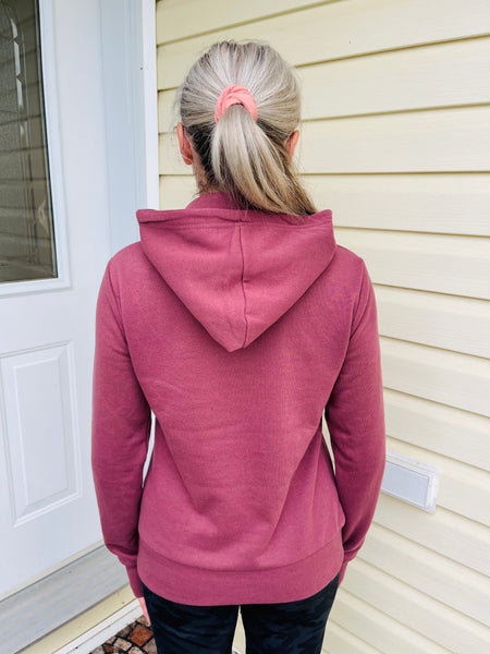 Basic Fleece Pullover with Henley Snap Button - Brick