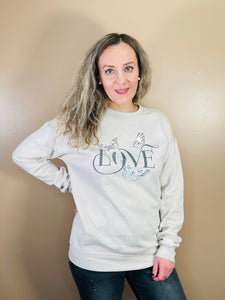 LOVE Butterfly Graphic Sweatshirt - Heather Dusty