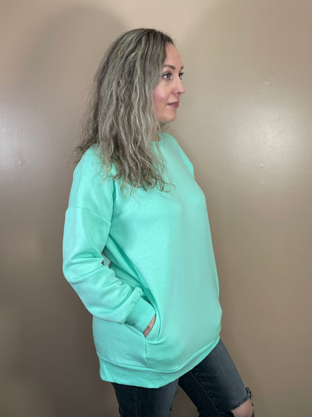Soft Sweatshirt with Pockets - Green Mint