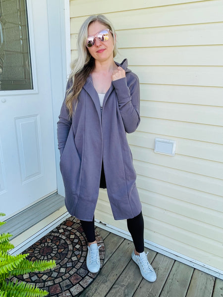 Long best sale hooded cardigan