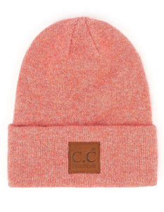 Beanie with Suede Patch - Strawberry