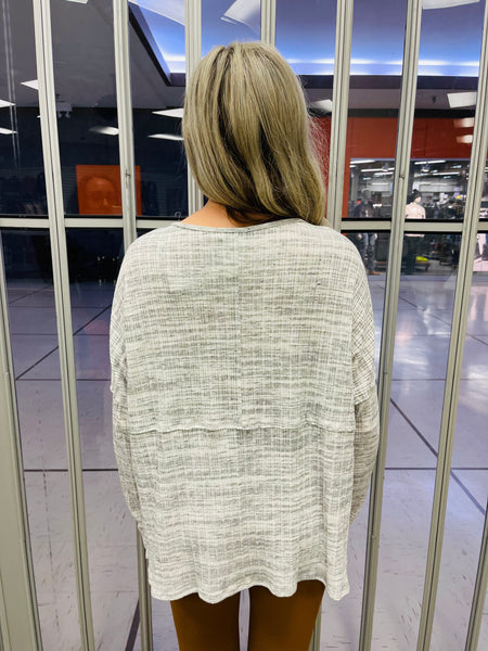 Raw Edge Detail Top - H. Grey