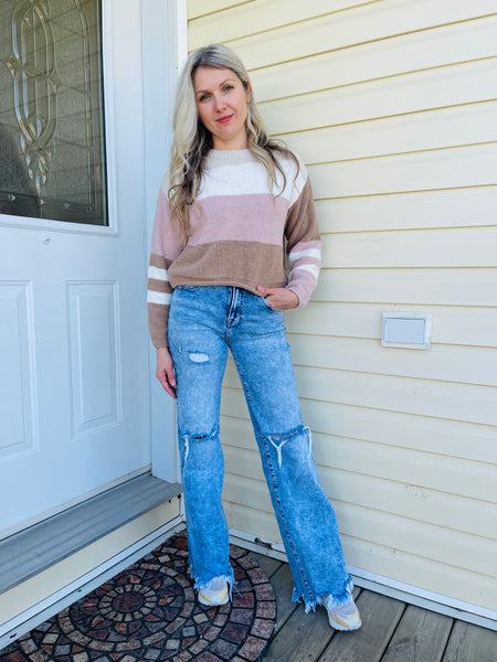 Multi Stripe Sweater - Khaki