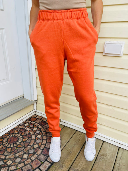 Fleece Basic Track Jogger Pants - Dusty Orange