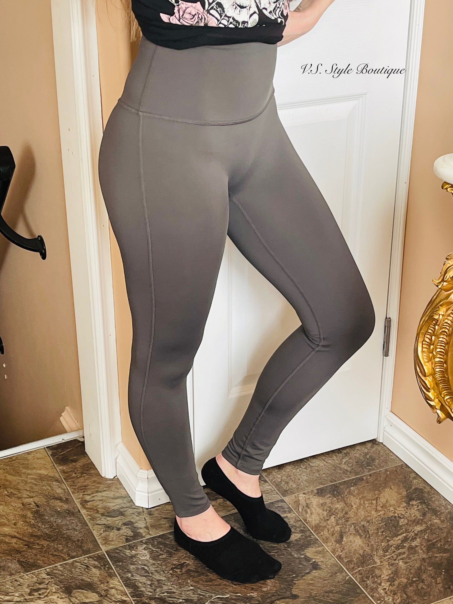 NEW COLLECTION Grey Extra Long Leggings / Sexy Knee Cut Outs Front /  Handmade Sport Wear by Aakasha A05606 -  Canada