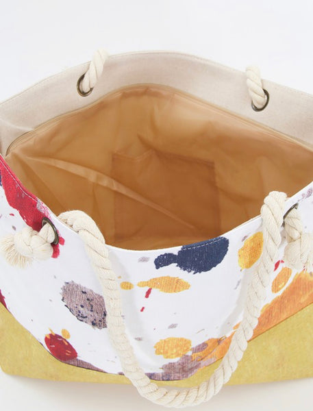Multi Colour Ink Dropping Tote Bag - Mustard