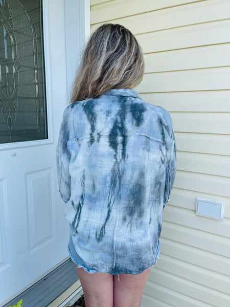 Hand Dip Dye Shirt - Indigo Multi