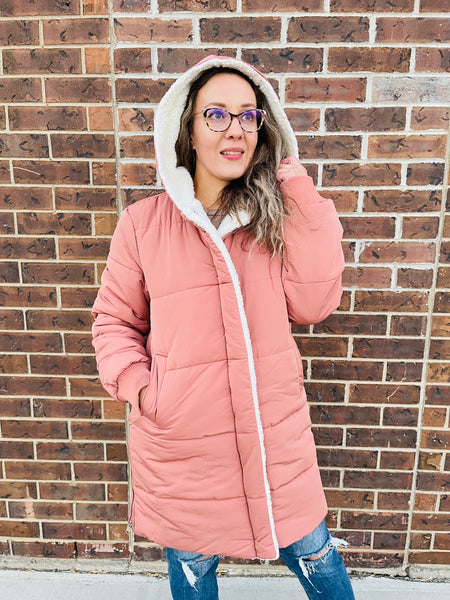 Super Warm Comfy Parka Jacket - Marsala