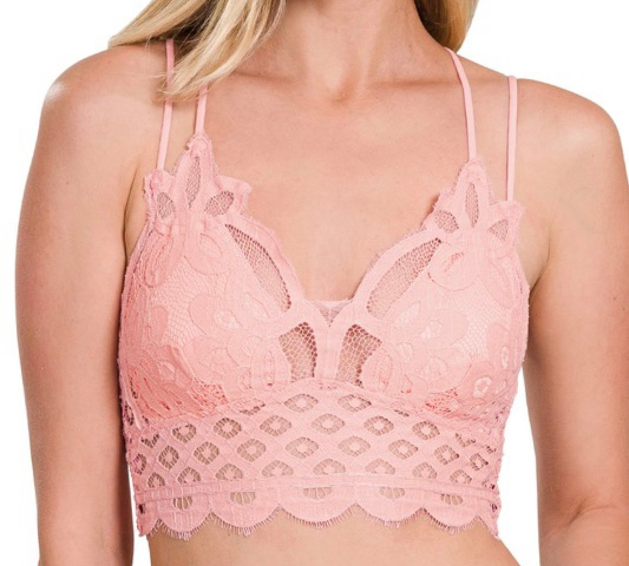Crochet Lace Bralette - Dusty Pink