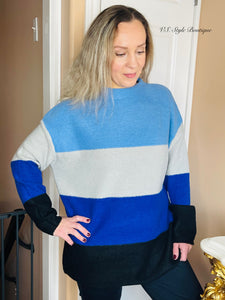 Mock Neck Sweater - Blue Shades