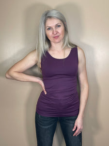 Scoop Neck Seamless Tank Top - Eggplant