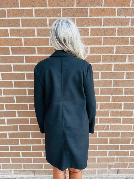 Open Style Longline Coat - Black