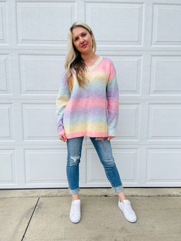 Tie Dye Knit Pullover - Candy Pink Mix