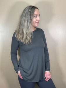 Round Hem Top - Ash Grey