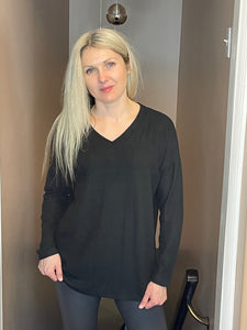 Brushed Knit Pullover - Black