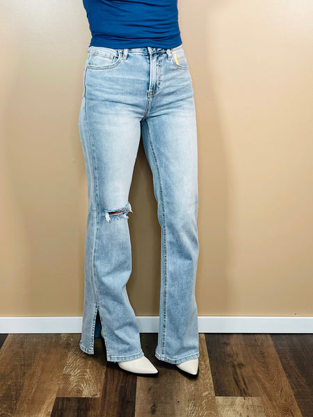 High Rise Wide Flare Jeans - Light