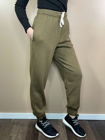 Soft Sweatpants with Pockets - Dusty Olive