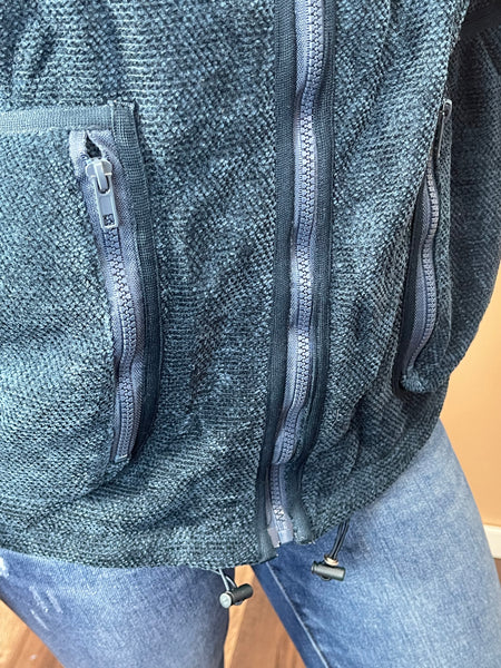 Zipper Closure Quilted Jacket - Deep Teal