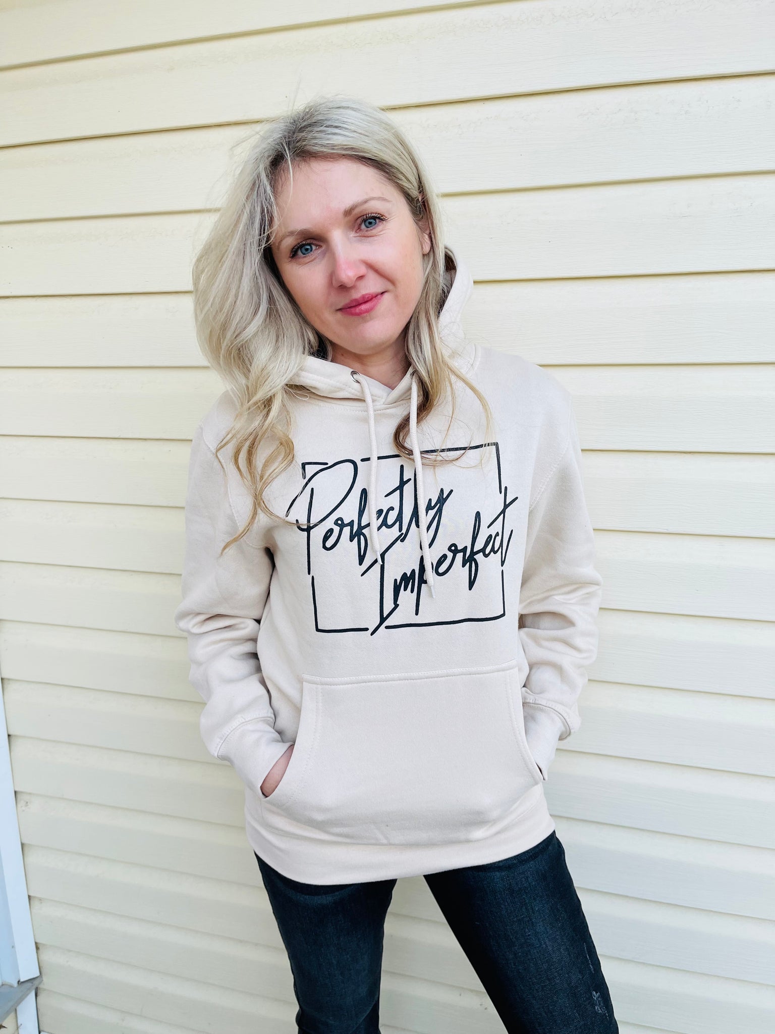 PERFECTLY IMPERFECT Graphic Hoodie - Tan