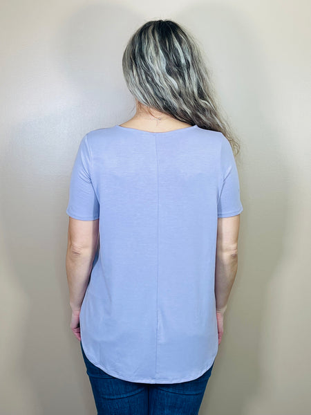 Shell Button Top - Dusty Lavender