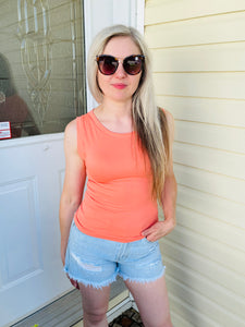 Cropped Seamless Tank Top - Deep Coral