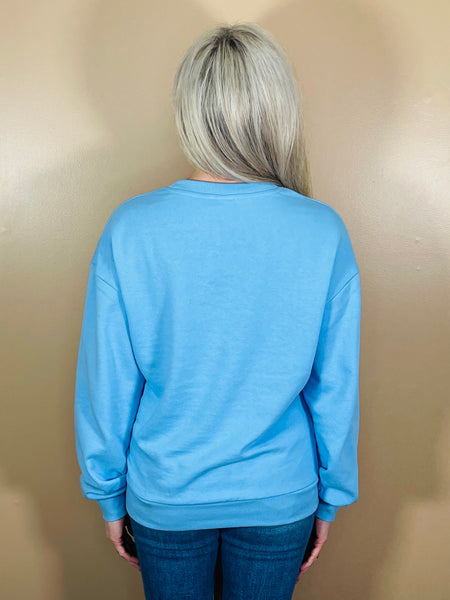 Cotton Terry Basic Sweatshirt - LT Sky Blue