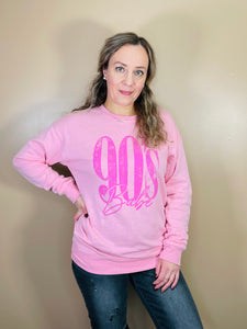 90’S BABE Graphic Sweatshirt - Sea Pink
