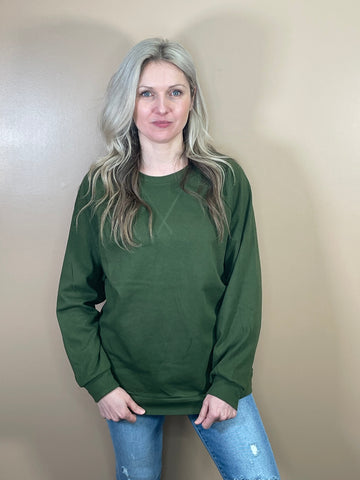 Cotton Raglan Sleeve Pullover - Army Green