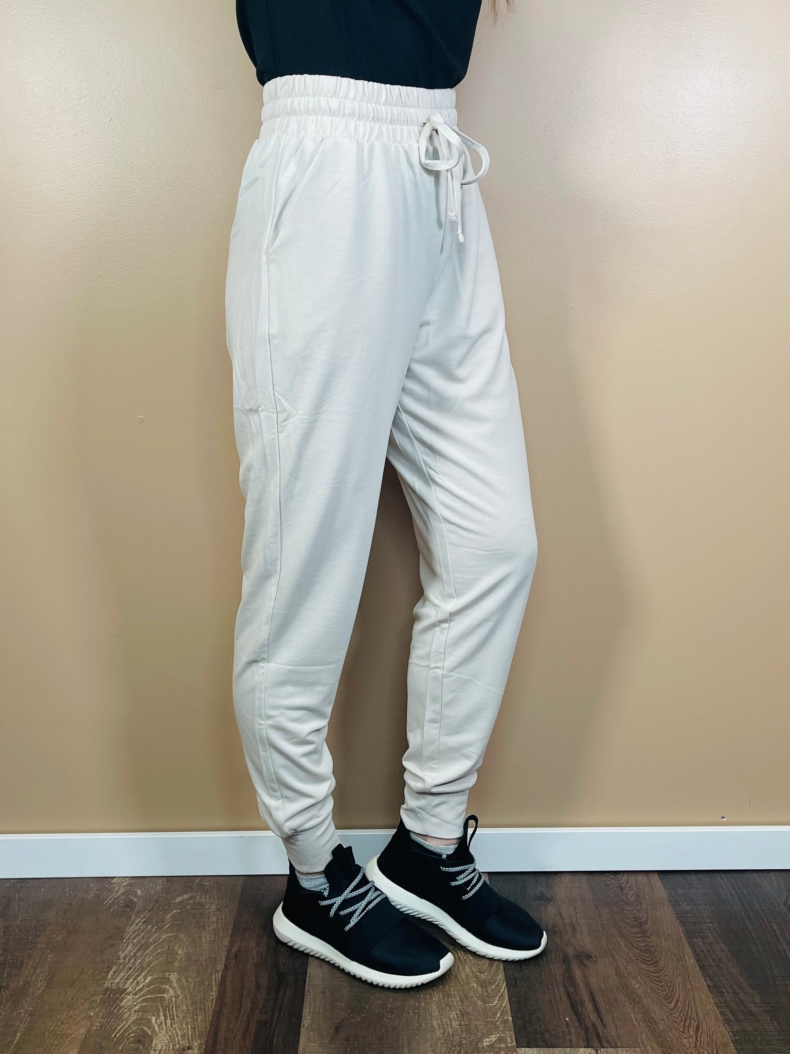 Soft Stretch French Terry Joggers - Sand Beige