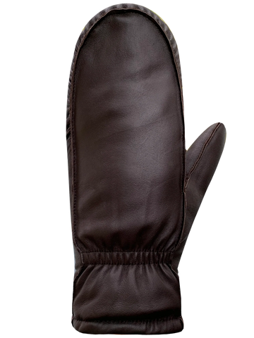 Auclair Kiva Moccasin Leather Fingermitts  - Dark Brown