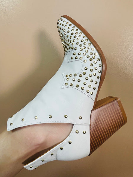 V-Cutout Booties - White