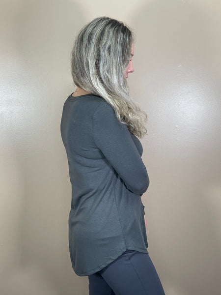Round Hem Top - Ash Grey