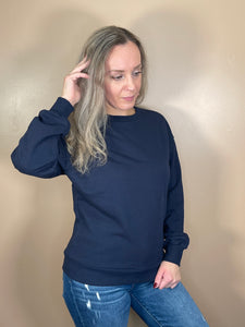 Cotton Terry Basic Sweatshirt - Deep Navy