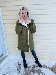 Super Warm Comfy Parka Jacket - Olive