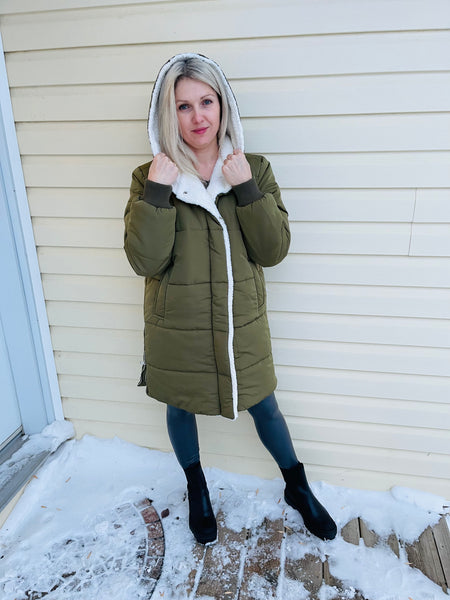 Super Warm Comfy Parka Jacket - Olive