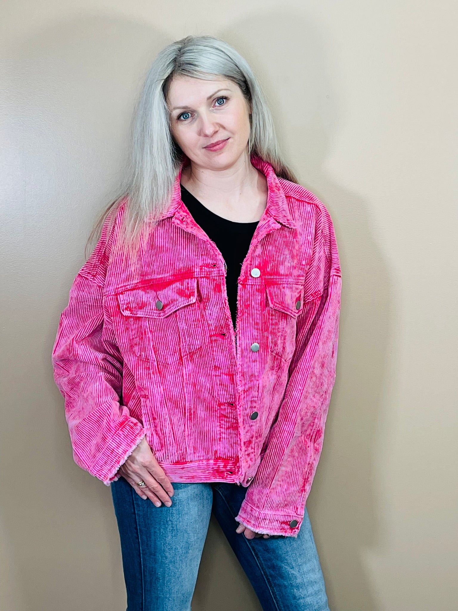 Classic Corduroy Jacket - Cherry Pink