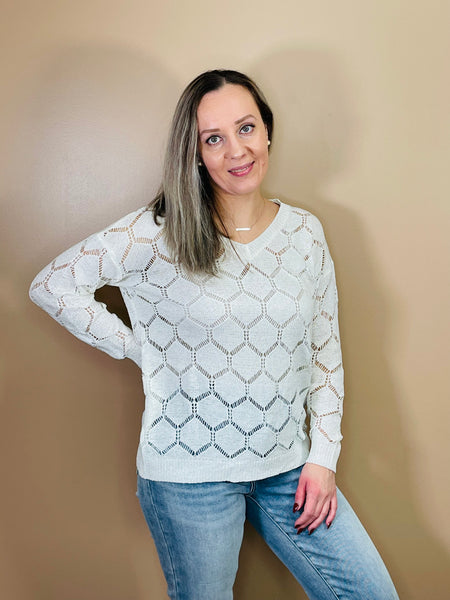Crochet Sheer Sweater - Ivory