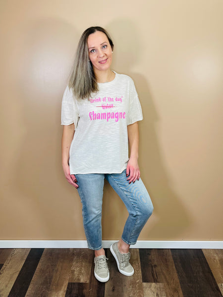 DRINK OF THE DAY CHAMPAGNE Graphic Tee - Champagne
