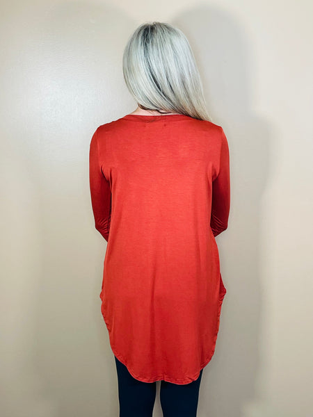 Basic Round Neck Top - Cinnabar